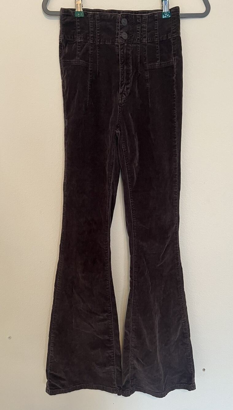 Free People We The Free Jayde Jeans Women's 25 Brown Cord Flared High Rise Retro